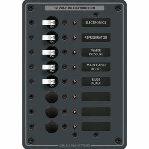 Blue Sea Systems 8023 DC 8 Position Circuit Breaker (White Switches)