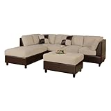 Bobkona Hungtinton Microfiber/Faux Leather 3-Piece Sectional Sofa Set, Mushroom