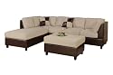 Bobkona Hungtinton Microfiber/Faux Leather 3-Piece Sectional Sofa Set, Mushroom
