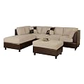 Bobkona Hungtinton Microfiber/Faux Leather 3-Piece Sectional Sofa Set, Mushroom