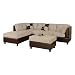 Bobkona Hungtinton Microfiber/Faux Leather 3-Piece Sectional Sofa Set, Mushroom