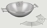 GRÄWE WOK 32 cm mit Glasdeckel und Ablagegitter, JETZT mit 3-tlg. Messerset GRATIS