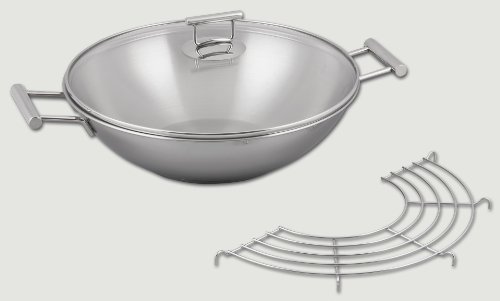 GRÄWE WOK 32 cm mit Glasdeckel und Ablagegitter, JETZT mit 3-tlg. Messerset GRATIS