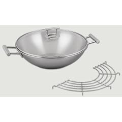 GR�WE WOK 32 cm mit Glasdeckel und Ablagegitter, JETZT mit 3-tlg. Messerset GRATIS