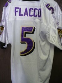 Flacco, Joe Autographed/Hand Signed Authentic (Reebok) Ravens Jersey