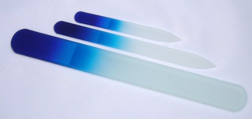 Set of 3 ~ Cobalt Blue Crystal Glass Nail Files Double Sided Small, Medium, Large Pedicure