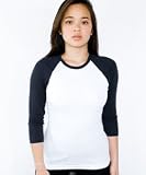 American Apparel 3/4 Sleeve Juniors Baseball Style T-shirt, Classic Girl Juniors Two-Tone 3/4-Sleeve Raglan T-shirt