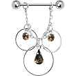 Brown Topaz Circular Teardrop Trilogy Nipple Ring