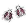 Rhodium Plated Sterling Silver Cz Ladybug Post Earrings