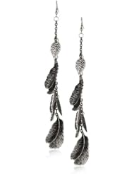 RAIN Antique Silver Leaf Shoulder Duster Earrings