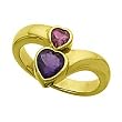 14K Yellow Gold Rhodolite Garnet and Amethyst Heart Ring
