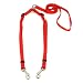 Adjustable Double Dog Leash, 5/8" Red