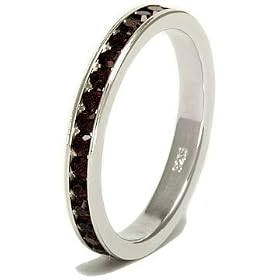 Sterling Silver Black Cubic Zirconia CZ Stackable Eternity Band Ring: Jewelry