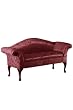 Rolled-arm Settee Burgundy Damask 67"w