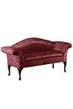 Rolled-arm Settee Burgundy Damask 67"w