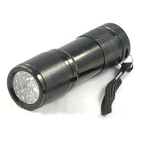 9 LED 400 nM UV Ultra Violet Blacklight Flashlight 3AAA, 7301UV400