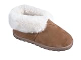 LAMO SHEEPSKIN Womens Suede Booties Slippers Shoes Tan