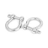 uxcell　Dリングボウシャックル　ステンレススチール　シルバートーン　2個入り　Dタイプシャックル