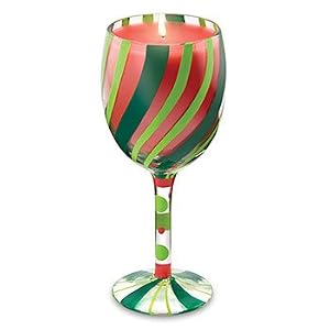 Peppermint Hand Painted Wine Glass Candle by 