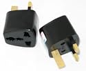 2pcs US/EU/Japen/Universal to UK 3-pin Travel Adapter/Plug Converter in Black