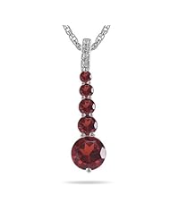 0.02 Cts Diamond & 2.00 Cts Garnet Journey Pendant in 14K White Gold