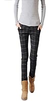 AvaCostume Women's Winter Fleece British Plaid Harem Pencil Pants