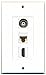 RiteAV - 1 Port HDMI and 1 Port BNC and 1 Port Cat6 Ethernet White Decora Wall Plate Decora