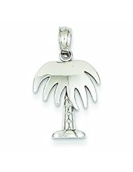 14K White Gold Palm Tree Pendant