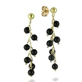 14K Long Box W/Onyx Drop Earrings