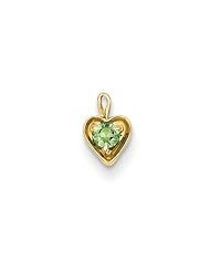 14k Yellow Gold August Birthstone Heart Charm