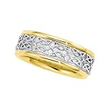 14K Two-Tone Gold Celtic Inspired Wedding Band For Men and Women - Sizes 5 - 12.5