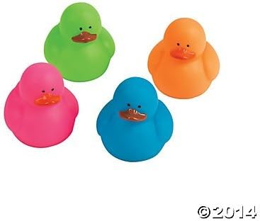 Mini Neon Rubber Ducks - 24 pcs