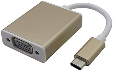 1080P USB Type C VGA Adapter, Bosjett USB 3.1 Type C Reversible (USB-C) to VGA HDTV AV TV Cable for New Macbook 12 inch 2015, Asus Zen AiO (Aluminium Alloy - Golden)