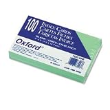 Plain Index Cards, 3 x 5, Green, 100 Cards/Pack