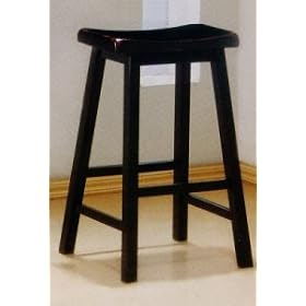 Twenty Four Inch Black Finish Bar Stool Pair 