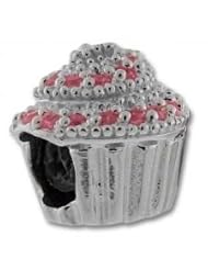 Authentic Biagi Pink Cupcake Couture Bead Sterling Silver and CZ European Charm