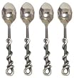 Decorative Condiment Spoon with Black Vine Handle Set of Four