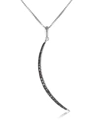 Sterling Silver 1/4 cttw Black Diamond Crescent Pendant Necklace, 18"