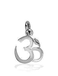 Mini Classic Yoga Ohm, Om, Aum Charm, 8mm x 8mm in Sterling Silver