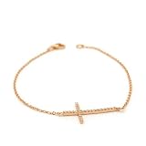 Rose Gold Plated Sideway Cross Bracelet