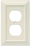 Brainerd 126444 Wood Architectural Single Duplex Outlet Wall Plate / Switch Plate / Cover, Light Almond
