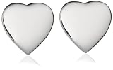 Silver Flat Heart Stud Earrings