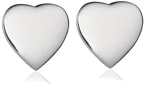 Silver Flat Heart Stud Earrings
