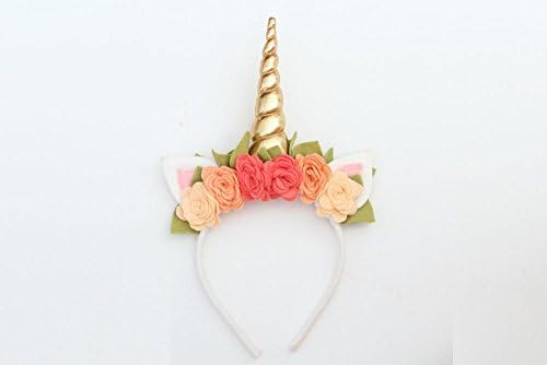 Unicorn Horn Headband in Coral and Gold