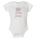 Newborn Baby Girl Clothes White MISS JUNE Onesie 3-12M