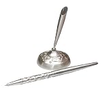 Hortense B. Hewitt Wedding Accessories, Pen Set, Linked at the Heart, Brushed Silver, 2.25-Inch Diameter Base