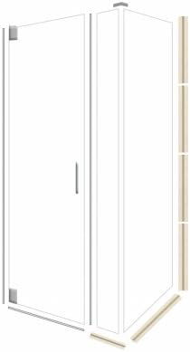 American Bath Factory D4242ME-SN Double 42 x 42 in. Satin Nickel Glass With Mesa Threshold