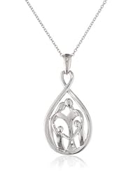 Sterling Silver Parents and Two Children Family Infinity Pendant Necklace, 18" Chain Included