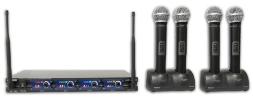 Acesonic UHF-4000R Professional 4-Channel Module Wireless Microphone System Rechargeable