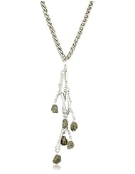 Devon Leigh "Bold Silver" Long Rhodium Dipped Branch Raw Pyrite Necklace